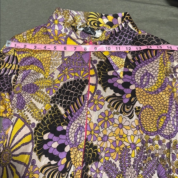 Vintage Loungewear by Danville Purple and Yellow psychedelic Floral Jumpsuit - Picture 11 of 17